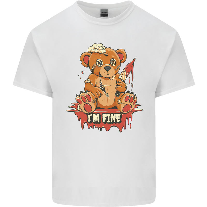 Zombie Teddy Bear Halloween Gothic Murder Mens Cotton T-Shirt Tee Top White
