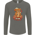 Zombie Teddy Bear Halloween Gothic Murder Mens Long Sleeve T-Shirt Charcoal