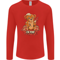 Zombie Teddy Bear Halloween Gothic Murder Mens Long Sleeve T-Shirt Red