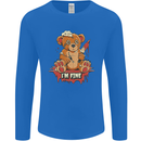 Zombie Teddy Bear Halloween Gothic Murder Mens Long Sleeve T-Shirt Royal Blue