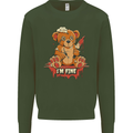 Zombie Teddy Bear Halloween Gothic Murder Mens Sweatshirt Jumper Forest Green