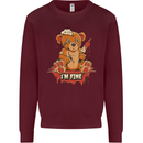 Zombie Teddy Bear Halloween Gothic Murder Mens Sweatshirt Jumper Maroon