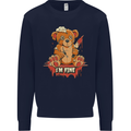 Zombie Teddy Bear Halloween Gothic Murder Mens Sweatshirt Jumper Navy Blue