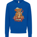 Zombie Teddy Bear Halloween Gothic Murder Mens Sweatshirt Jumper Royal Blue