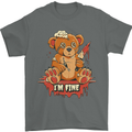 Zombie Teddy Bear Halloween Gothic Murder Mens T-Shirt 100% Cotton Charcoal