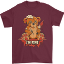 Zombie Teddy Bear Halloween Gothic Murder Mens T-Shirt 100% Cotton Maroon