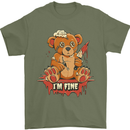 Zombie Teddy Bear Halloween Gothic Murder Mens T-Shirt 100% Cotton Military Green
