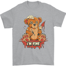 Zombie Teddy Bear Halloween Gothic Murder Mens T-Shirt 100% Cotton Sports Grey