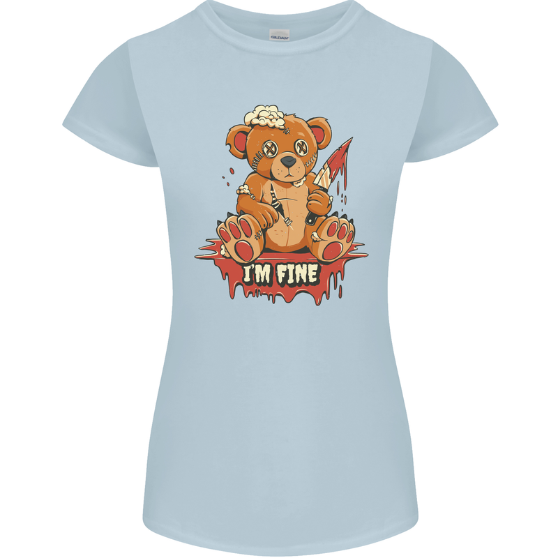 Zombie Teddy Bear Halloween Gothic Murder Womens Petite Cut T-Shirt Light Blue