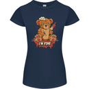 Zombie Teddy Bear Halloween Gothic Murder Womens Petite Cut T-Shirt Navy Blue