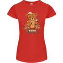 Zombie Teddy Bear Halloween Gothic Murder Womens Petite Cut T-Shirt Red