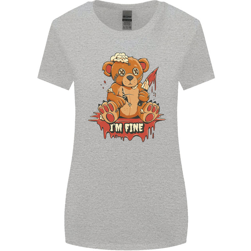 Zombie Teddy Bear Halloween Gothic Murder Womens Wider Cut T-Shirt Sports Grey