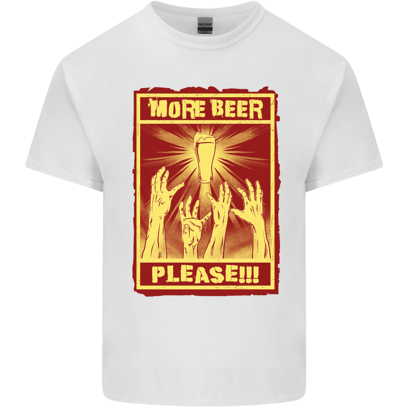 Zombies More Beer Please Funny Alcohol Mens Cotton T-Shirt Tee Top White