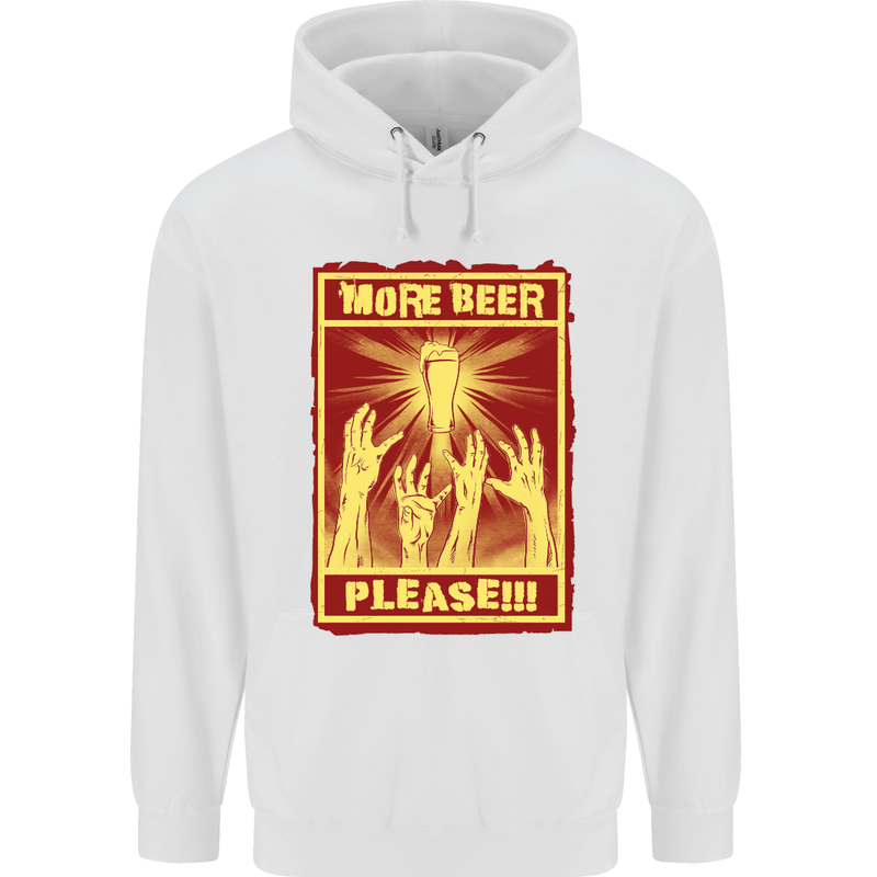 Zombies More Beer Please Funny Alcohol Mens Hoodie White