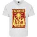 Zombies More Beer Please Funny Alcohol Mens V-Neck Cotton T-Shirt White