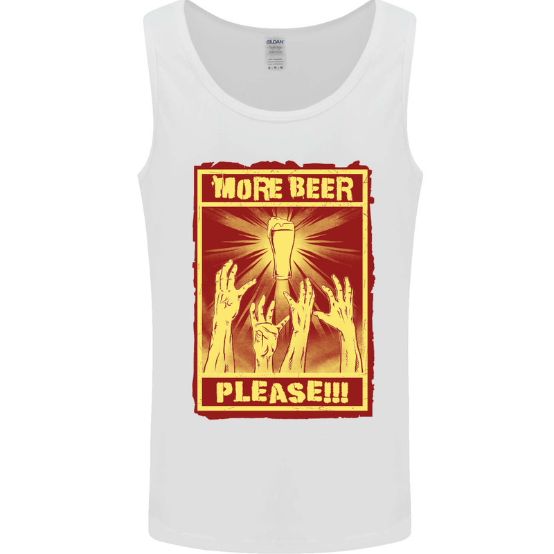 Zombies More Beer Please Funny Alcohol Mens Vest Tank Top White