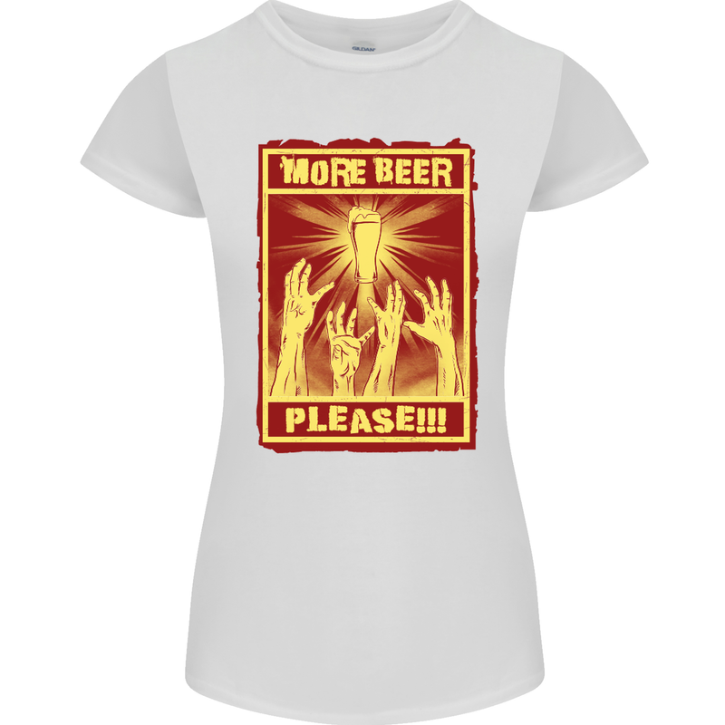 Zombies More Beer Please Funny Alcohol Womens Petite Cut T-Shirt White
