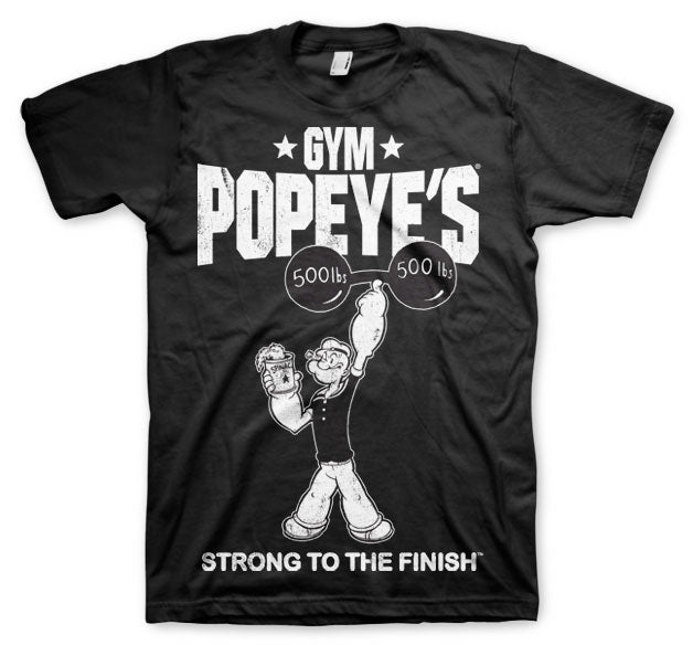 Popeye strong to the finish gym training men's t-shirt